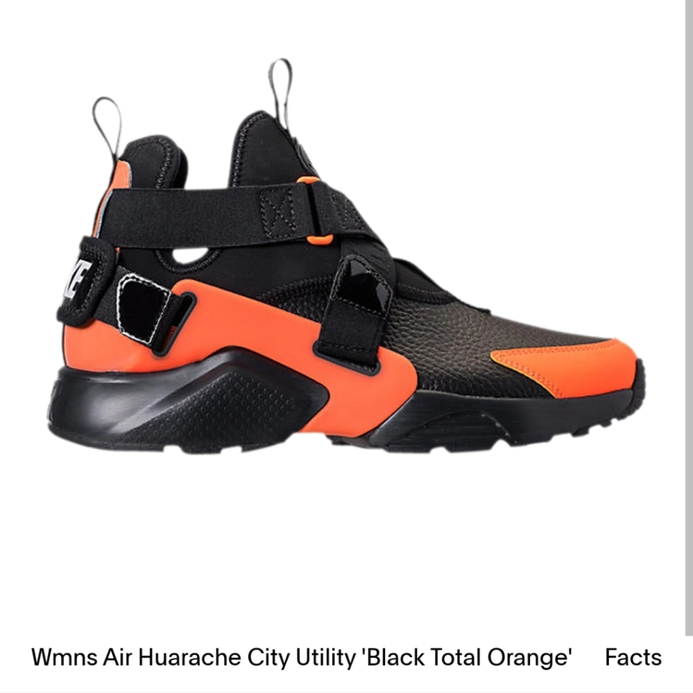 Womens Nike Air Huaruche City Utility Sneaker Shoes Black and Orange